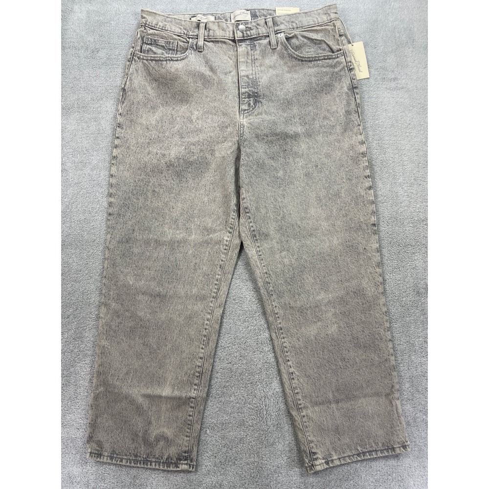 Universal Thread Jeans Women 16 Gray Vintage Straight Acid Wash Stretch Denim